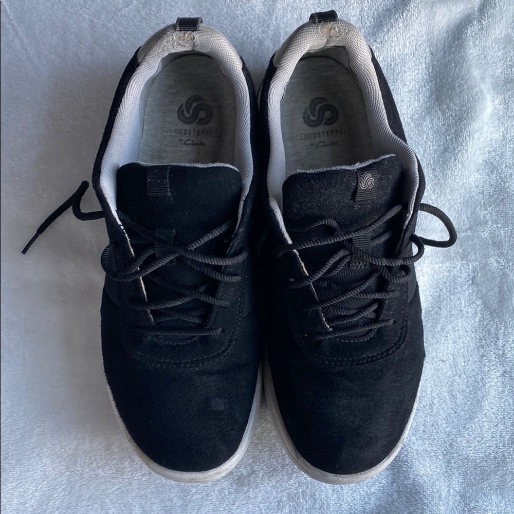 Clarks Black and White Sneakers with Textured Fabric